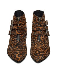 Saint Laurent Goth Leopard Print Ankle Boots