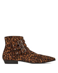 Saint Laurent Goth Leopard Print Ankle Boots