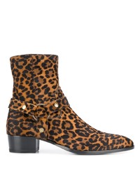 Saint Laurent Wyatt Leopard Print Boots