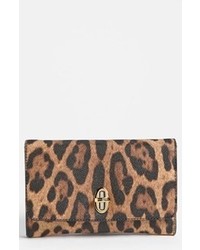 Brown Leopard Leather Clutch