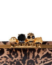 Alexander McQueen Leopard Printed Knuckle Box Clutch