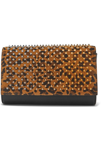 Christian Louboutin Leopard Print Leather Pouch in 3221 Brown/Gold