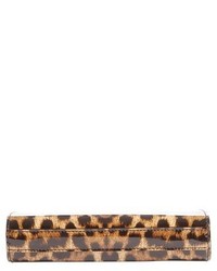 Christian Louboutin Vanite Leopard Print Leather Clutch Brown