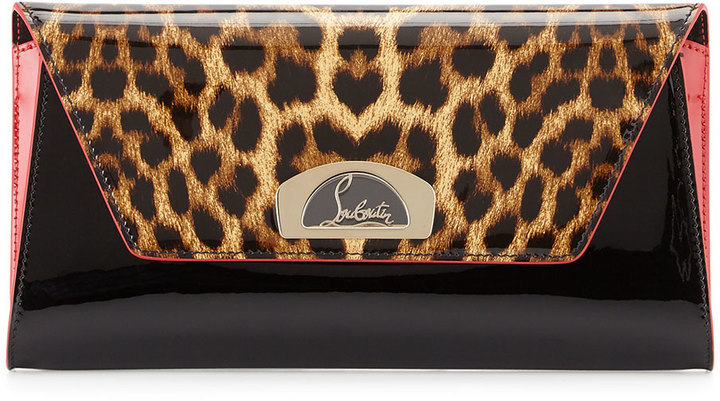 Christian Louboutin Vero Dodat Flap Patent Clutch Bag Leopardblack, $1,250  | Neiman Marcus | Lookastic