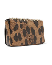 Christian Louboutin Zoompouch Spiked Leopard Print Leather Shoulder Bag
