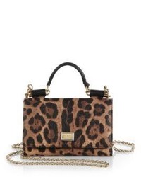 Dolce & Gabbana Leopard Print Mini Chain Crossbody Bag
