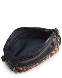 French Connection Piper Faux Leather Trim Leopard Print Crossbody