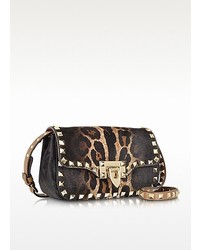 Valentino Rockstud Leopard Print Haircalf Crossbody Bag