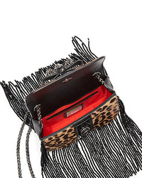 Christian Louboutin Sweety Charity Fringed Leopard Print Calf Hair Patent Leather Crossbody Bag