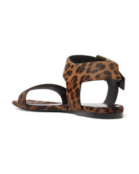 Saint Laurent Oak Leopard Print Calf Hair Sandals