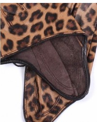 ChicNova Leather Half Palm Gloves With Leopard Details