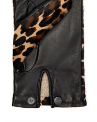 Agnelle Leopard Calf Hair And Leather Gloves