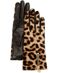 Diane von Furstenberg Leopard Print Calf Hair Leather Gloves