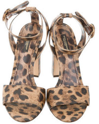 Dolce & Gabbana Leather Leopard Print Sandals