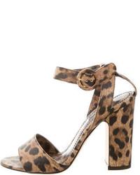 Dolce & Gabbana Leather Leopard Print Sandals