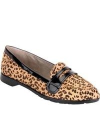 Brown Leopard Leather Loafers