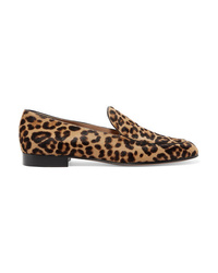 Gianvito Rossi Leopard Print Calf Hair Loafers