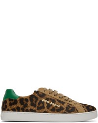 Brown Leopard Leather Low Top Sneakers
