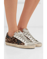 Golden Goose Deluxe Brand Distressed Leopard Print Calf Hair Leather And Suede Sneakers