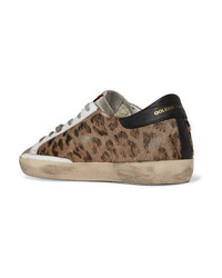 Golden Goose Deluxe Brand Distressed Leopard Print Calf Hair Leather And Suede Sneakers