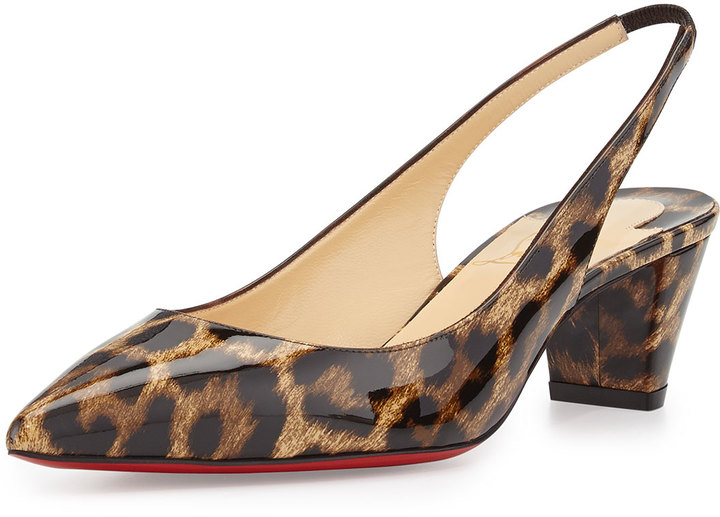 Christian Louboutin Karelli Leopard Print Low Heel Red Sole ...