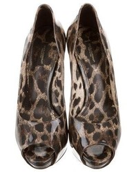 Dolce & Gabbana Peep Toe Leopard Print Pumps