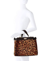 The Limited Haircalf Leopard Print Satchel Bag