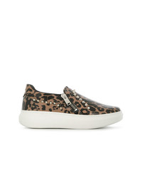 Les Hommes Leopard Print Slip On Sneakers