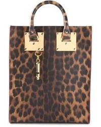 Brown Leopard Leather Tote Bag
