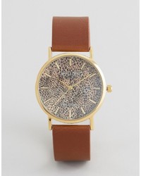Reclaimed Vintage Leopard Leather Watch In Brown