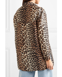 Ganni Leopard Print Linen And Shirt