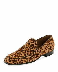Gianvito Rossi Marcello Leopard Print Calf Hair Loafer Leopard