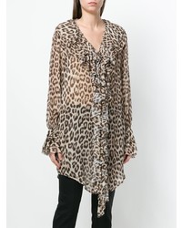 Twin-Set Leopard Print Long Sleeve Blouse