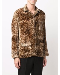 Ernest W. Baker Cheetah Print Velvet Shirt