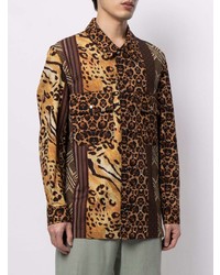 Pierre Louis Mascia Pierre Louis Mascia Panelled Leopard Print Shirt