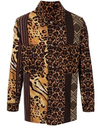 Pierre Louis Mascia Pierre Louis Mascia Panelled Leopard Print Shirt
