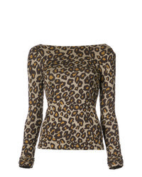 Brown Leopard Long Sleeve T-shirt