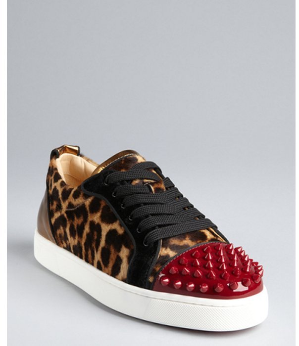 Christian Louboutin High Top Leopard Print With Spikes Flats Men Sneakers