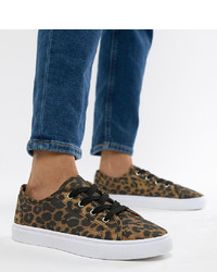 ASOS DESIGN Wide Fit Daisy Trainers In Leopard