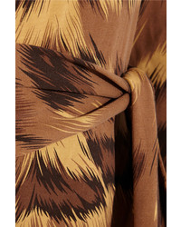Diane von Furstenberg Coco One Shoulder Animal Print Silk Jersey Maxi Dress