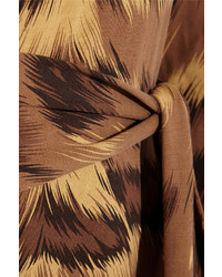 Diane von Furstenberg Coco One Shoulder Leopard Print Silk Jersey Maxi Dress
