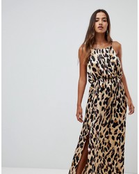 Girl In Mind High Neck Leopard Print Split Maxi Dress