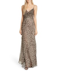 Nicholas Leopard Print Silk Maxi Dress
