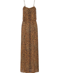 Vix Leopard Print Voile Dress Brown