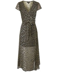 Topshop Leopard Print Wrap Maxi Dress