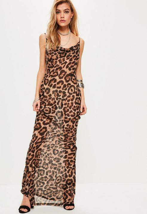 leopard cowl dress