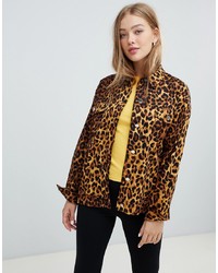 Brown Leopard Military Jacket