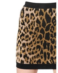 Balmain Leopard Jacquard Viscose Skirt