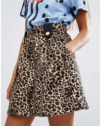 House of Holland Faux Fur Leopard Mini Skirt