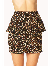 Forever 21 Leopard Peplum Skirt